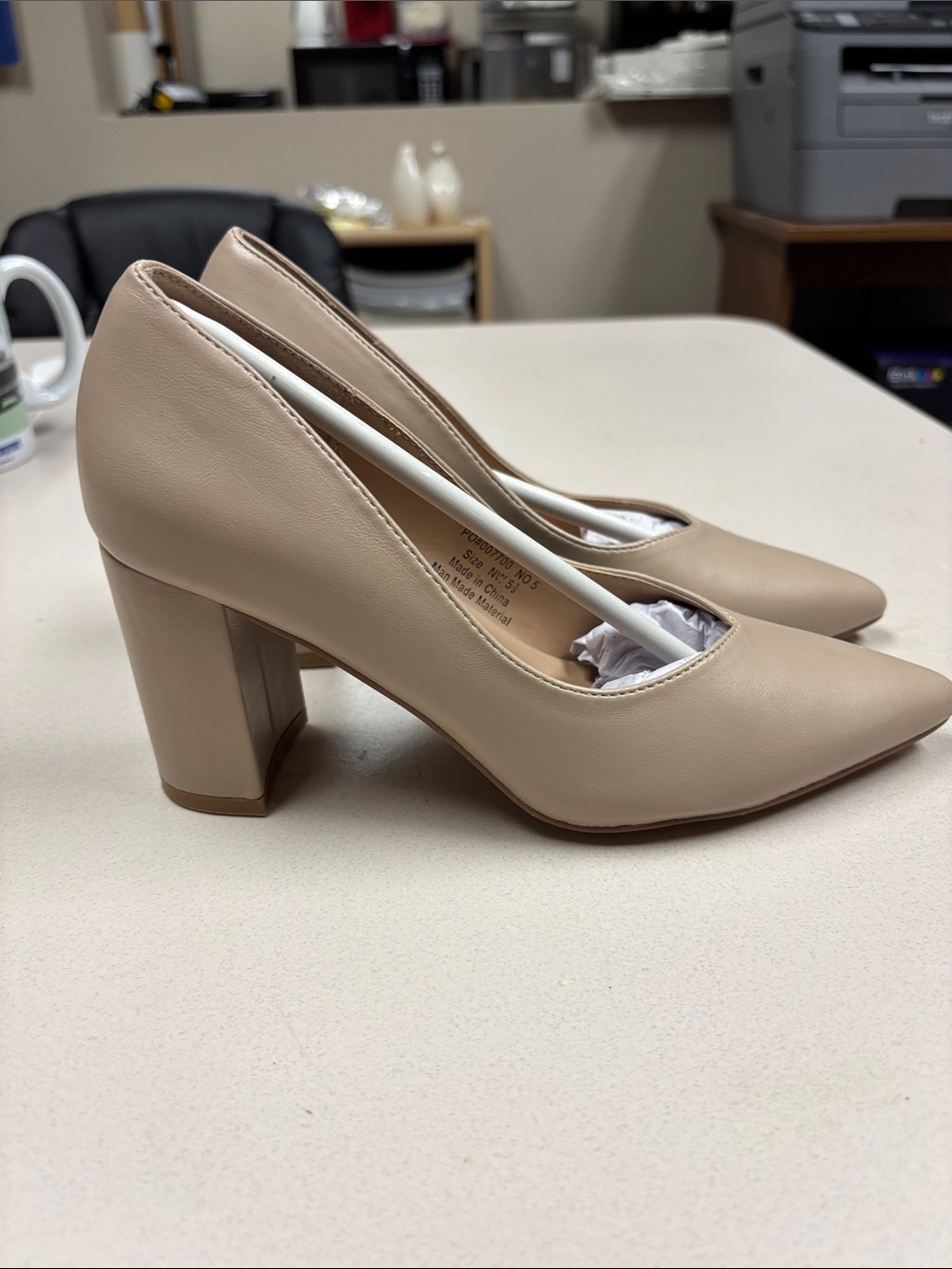 Journee Collection Taupe Pointed Toe Block Heel Pumps - Picture 2 of 10